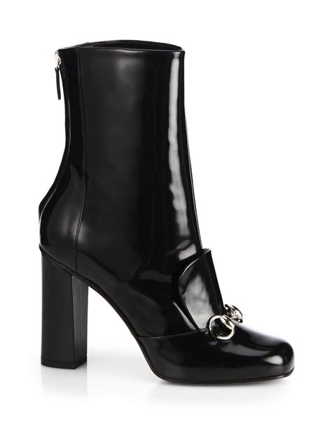 gucci lillian horsebit patent leather ankle boots|GUCCI Horsebit.